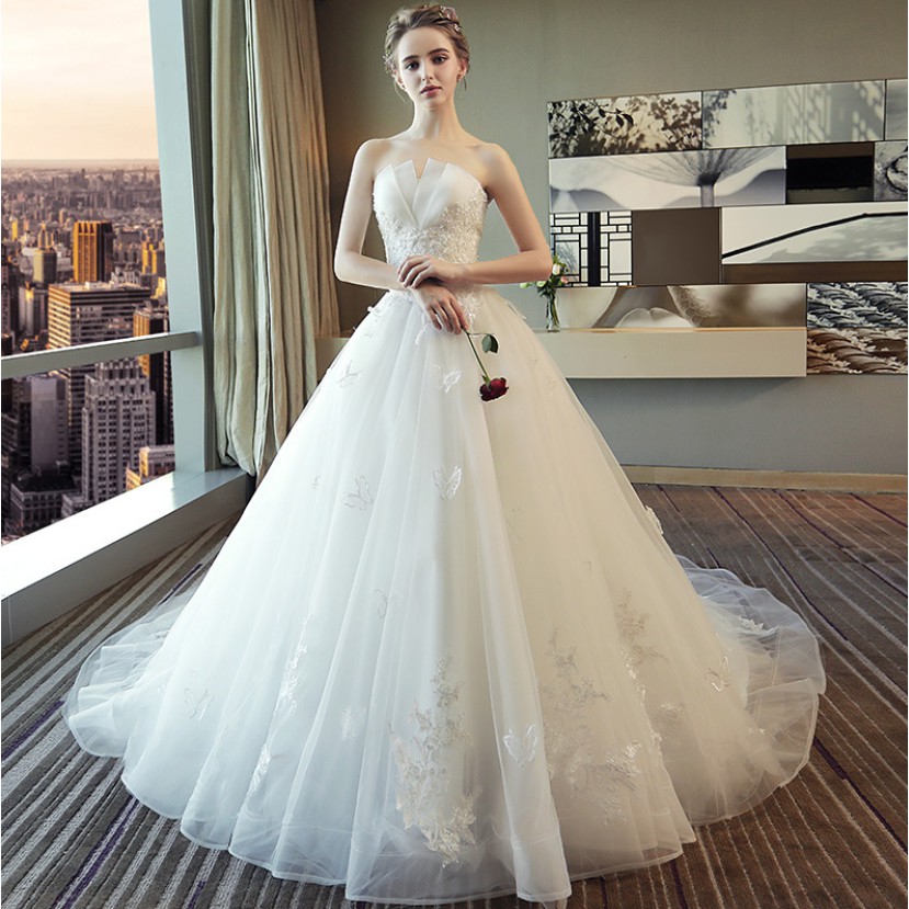 Wedding gown best sale long tail