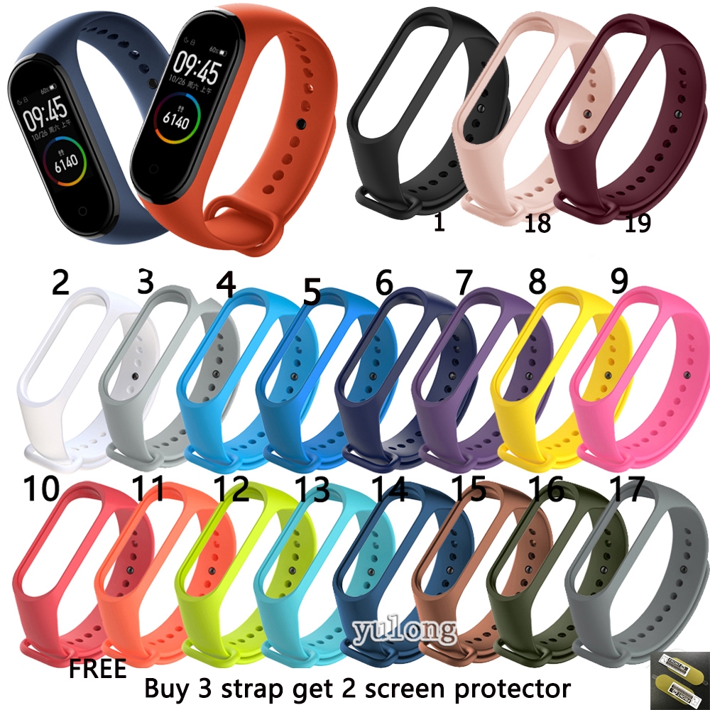 Soft Colorful Silicone Watch Band Strap For Xiaomi Mi Band Miband 3 4 WristBand