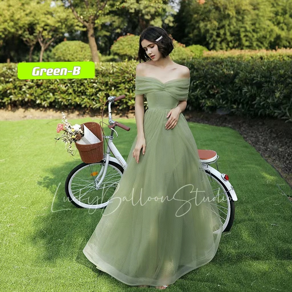 Customizable Size&Color Dress Grass Green/Khaki Color Long Bridesmaid Dress  Wedding Gown Slimming Evening Dress | Shopee Philippines