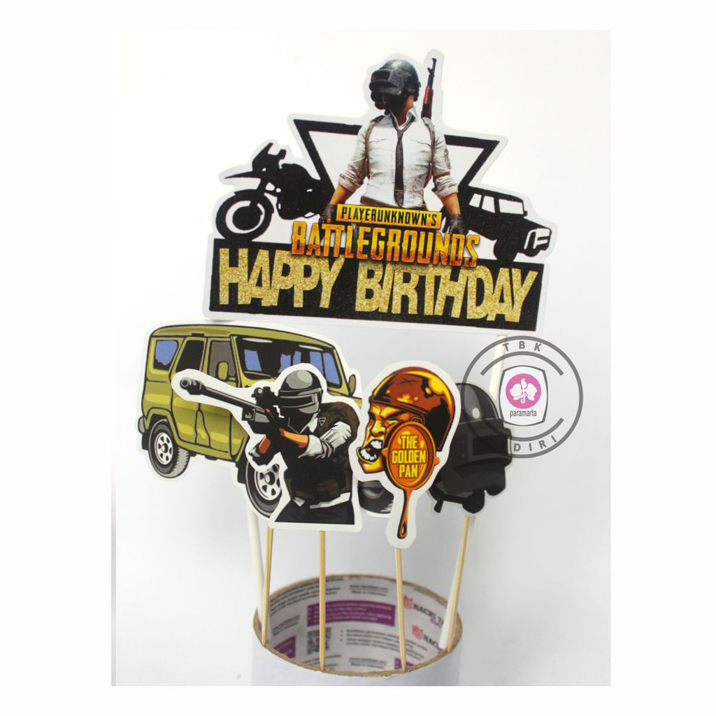 PUBG CAKE DECORATION TOPPER CONTENTS 5 PCS / TOPPER THE GOLDEN PAN ...
