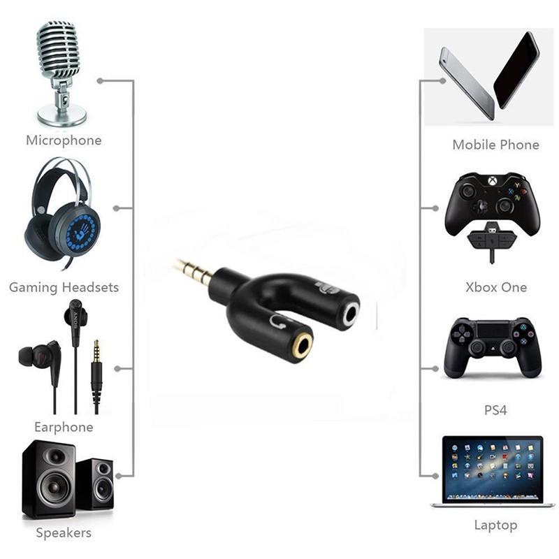4-Pin U Type Adapter Dual 3.5 MM Headphone Plug Audio Cables Splitter ...