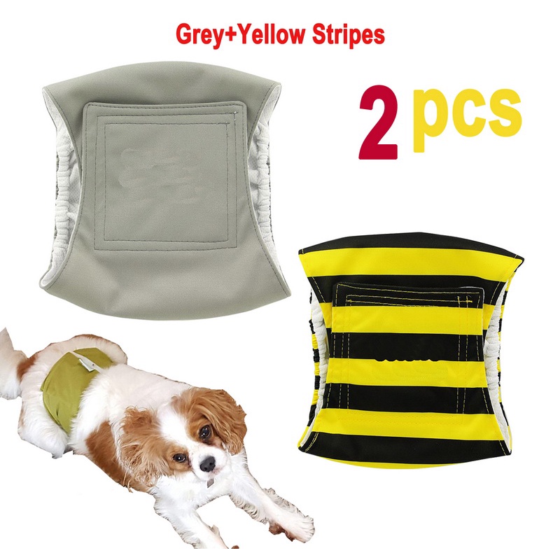 2 Pack Male Dog Diapers Reusable Pet Clothes Nappies Cover Dog Wrap
