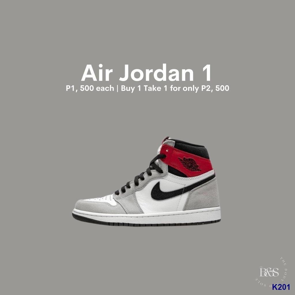 Nike Air Jordan 1 J1 Retro Red Light Smoke Grey Cut High Top Sneakers Men Basketball Rubber Shoes