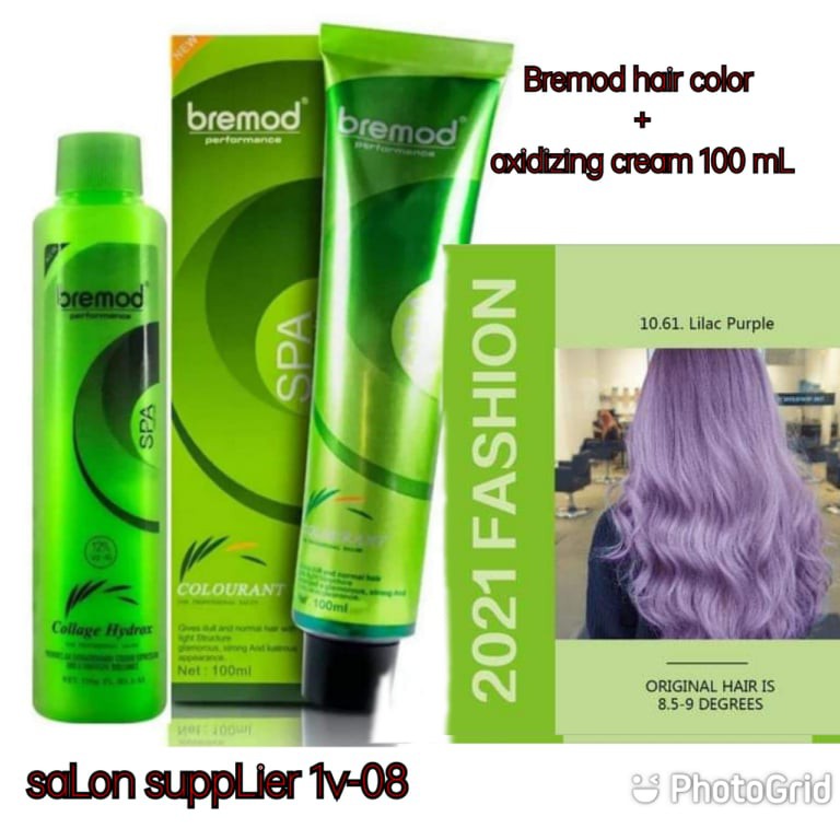 10.61 Lilac Purple > Bremod Hair Color With Oxidizing Cream 100mL set