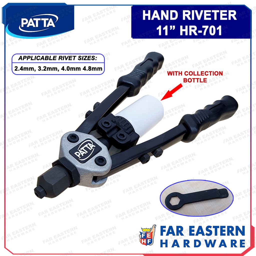 PATTA Hand Riveter Long Arm for Blind Rivets HR701 Heavy Duty Made in