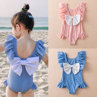 What is 2022 Bowknot Teen Bikini Children Purple Ruffled 12 Year Old  Swimsuit Kids Girls One Piece Swimwear