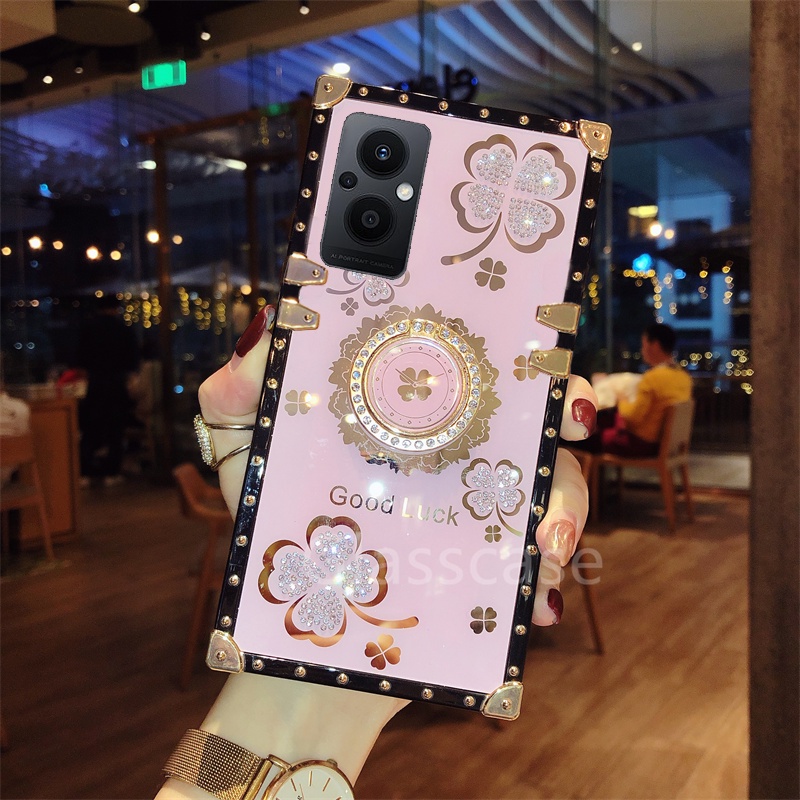 For Oppo Reno 5 6Z 7 7Z Pro Reno7 Reno6 Z 5G A16 Clover Rhinestone Ring ...
