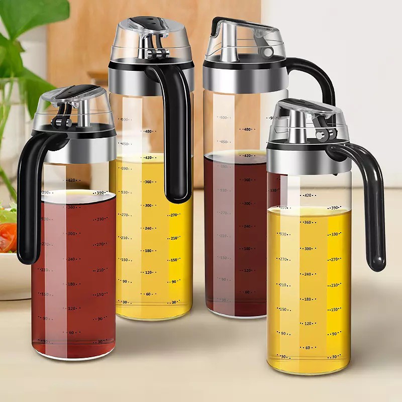 Olive Oil Dispenser Bottle Auto Flip Cap Glass Leak proof Oil Bottle ...