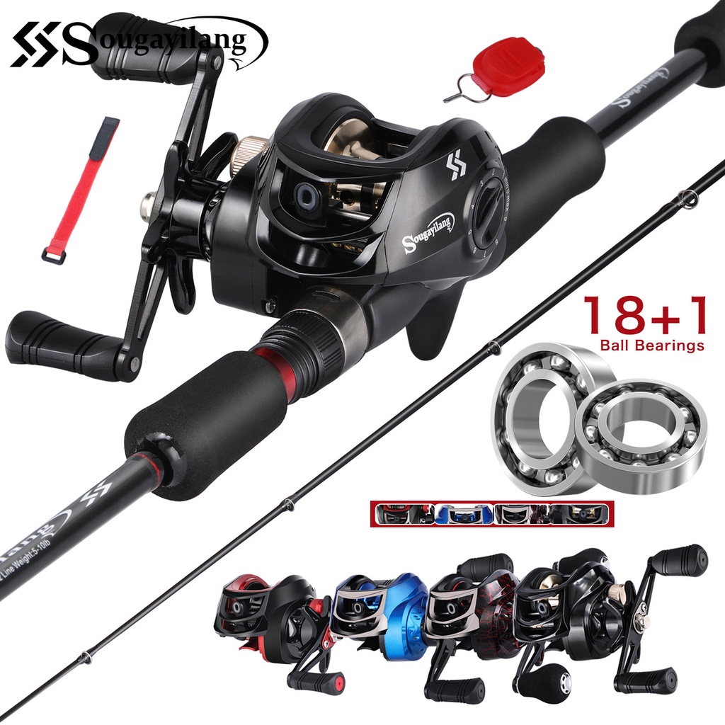 Sougayilang New Fishing Rod 1.8m-2.1m Casting And 18+1bb 7.2:1 Reel For  Bass