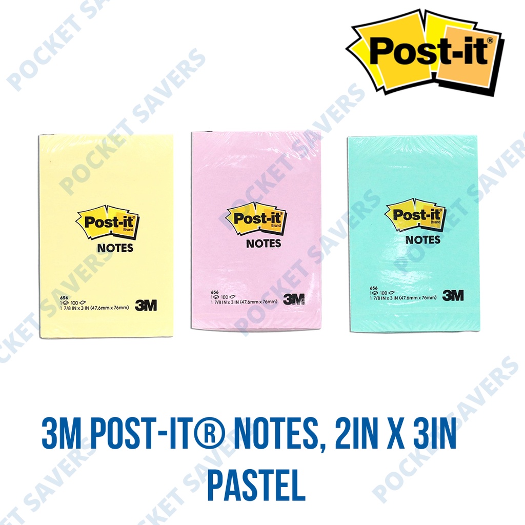 3M Post It Notes, 2 inches x 3 inches, 100 sheets (Pastel Colors, Sticky Memo Notes Paper