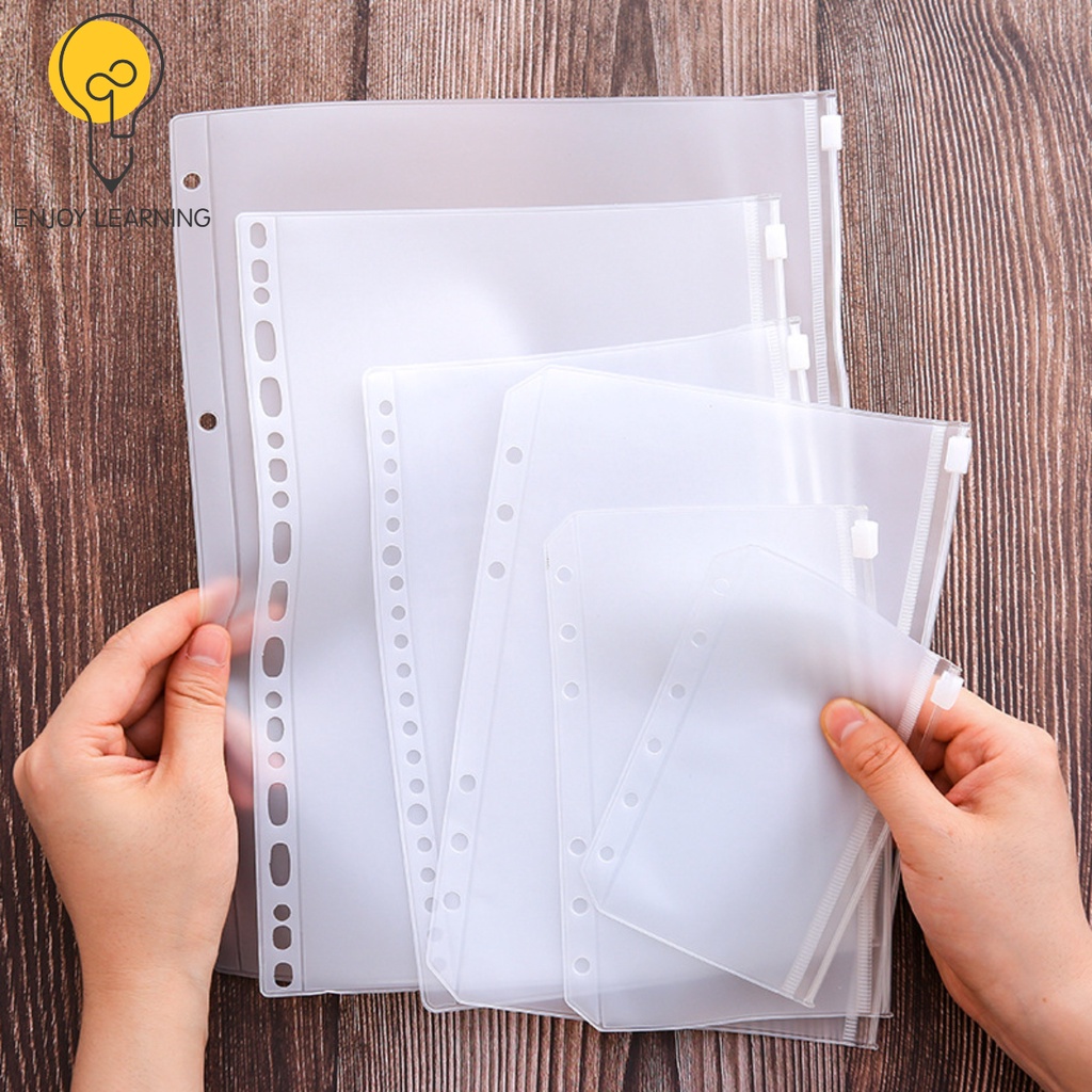 10 Pcs binder bag A5 A6 A7 binder folder for 6-ring binder transparent ...
