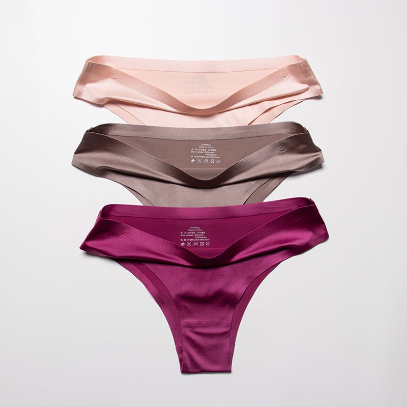 3 X Women 100% Silk Thong Panties G-string Briefs Underwear Lingerie Classic