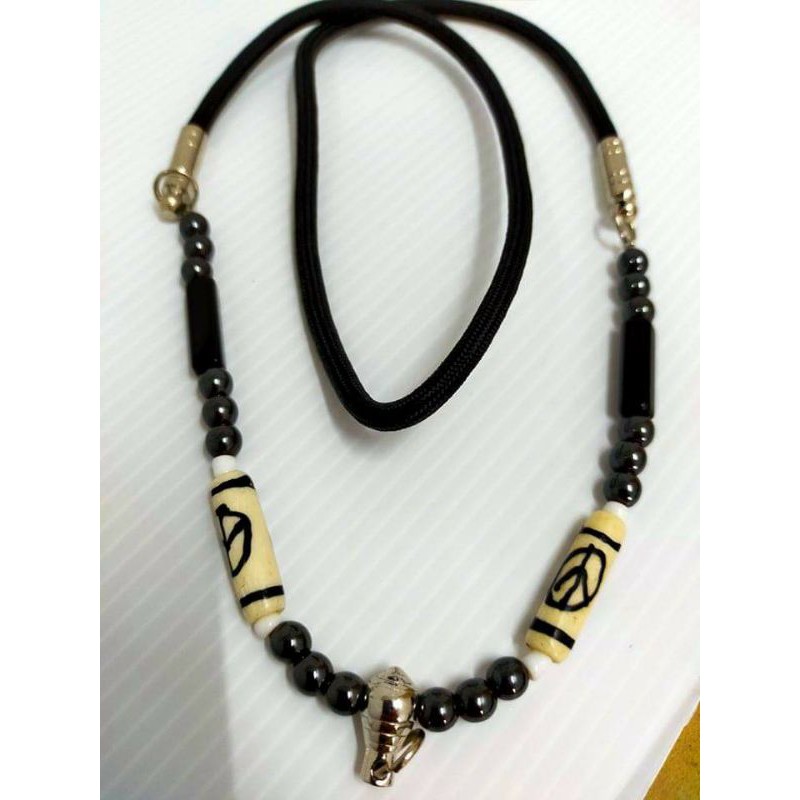 Thailand Amulet Chain Black Braided Fiber Rope+Ore+Stainless Steel, 3