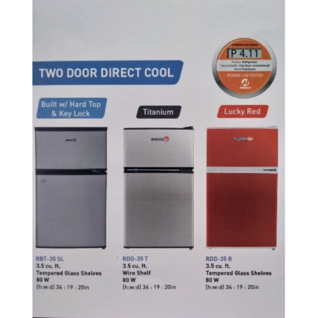 fujidenzo 2 door personal ref 3.5 cuft manual defrost Shopee Philippines