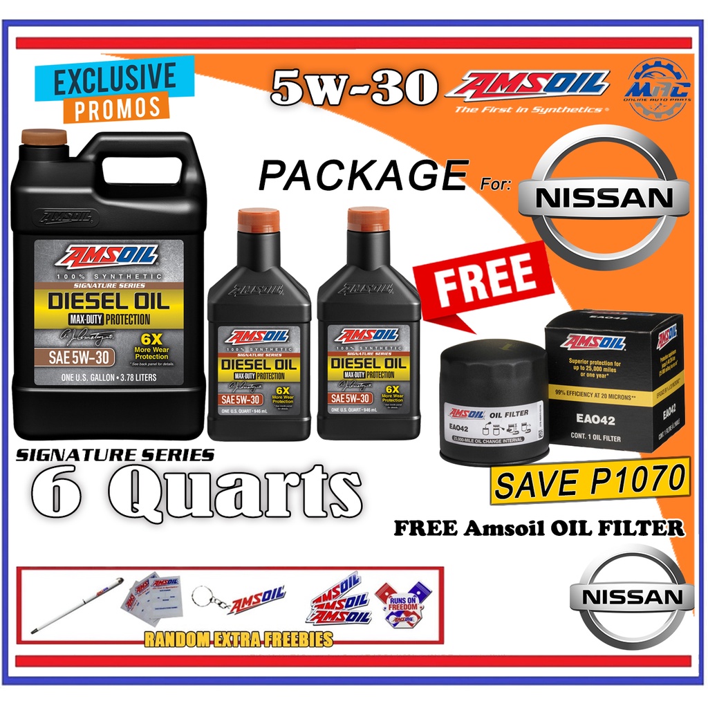 AMSOIL Signature Series Max Duty 5W-30 6 quarts FREE Oil Filter Package ...
