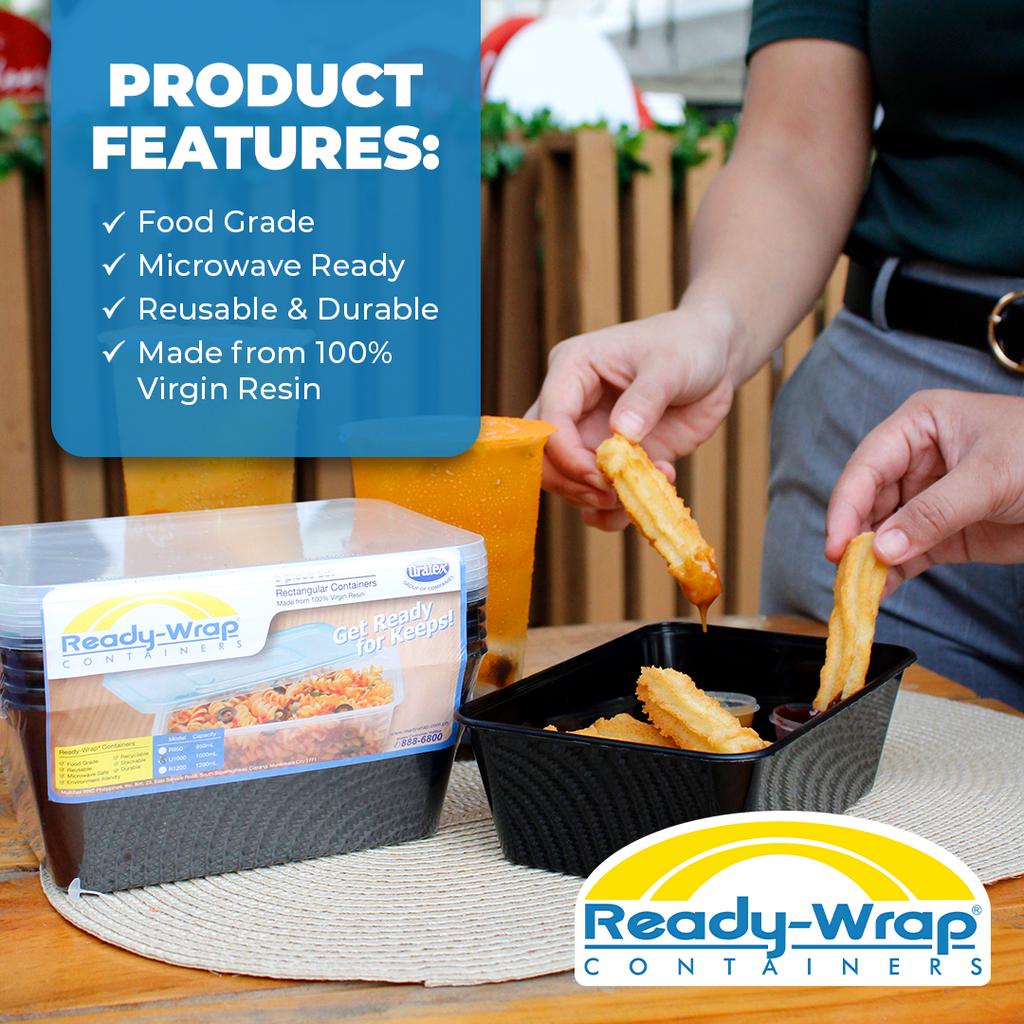 Uratex Rectangular Microwavable Food Container Black 750 ml 500pcs ...