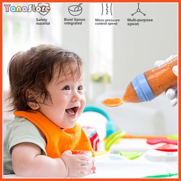 Baby kid silicone baby bottle with spoon food supplement rice cereal