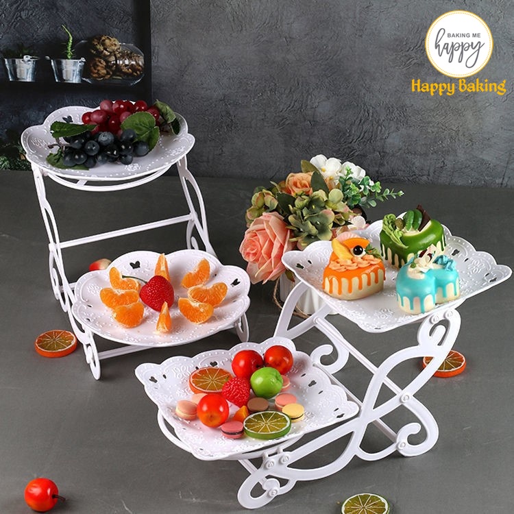 2 Layer Dessert Stand Cake Tray Fruit Tray Snacks Plate Candy Buffet ...