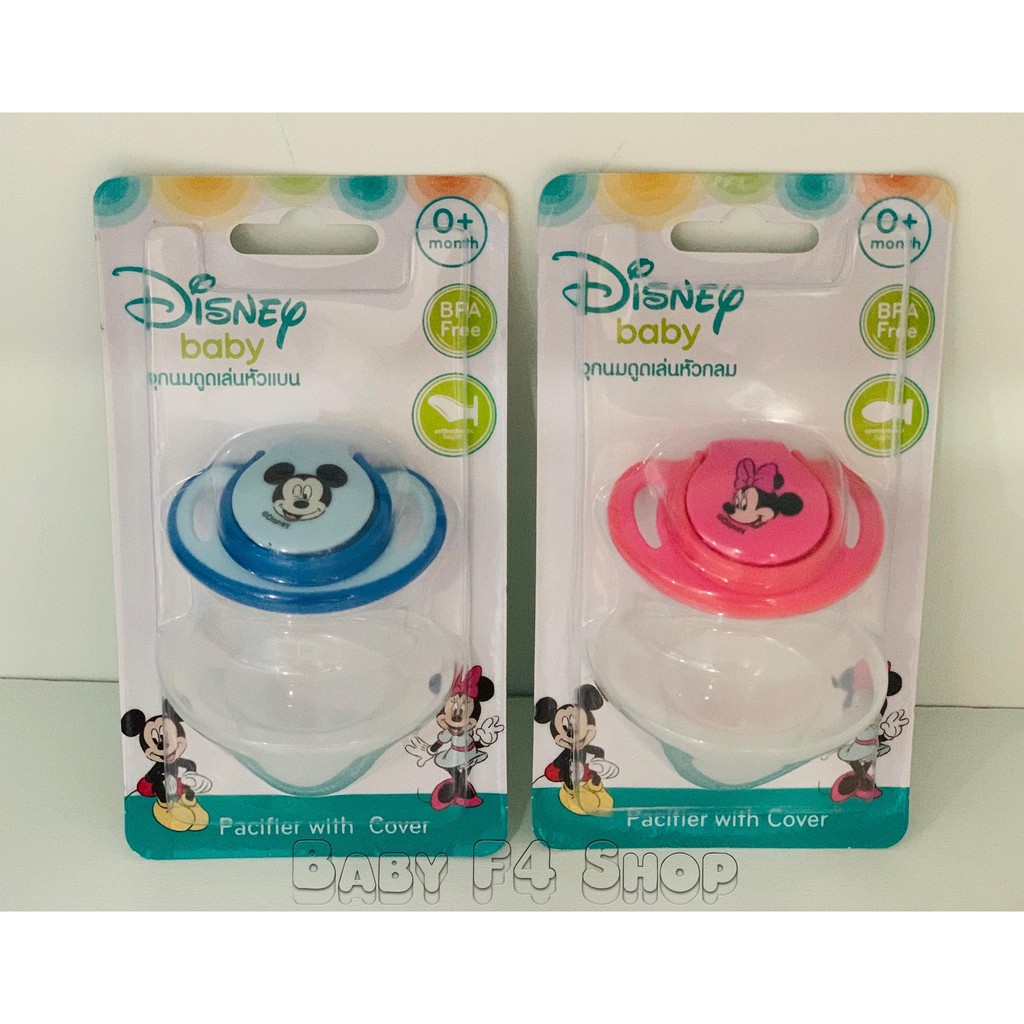 Disney Baby Pacifier With Lid Mickey Minnie Pattern Pacifer Flat/Round ...