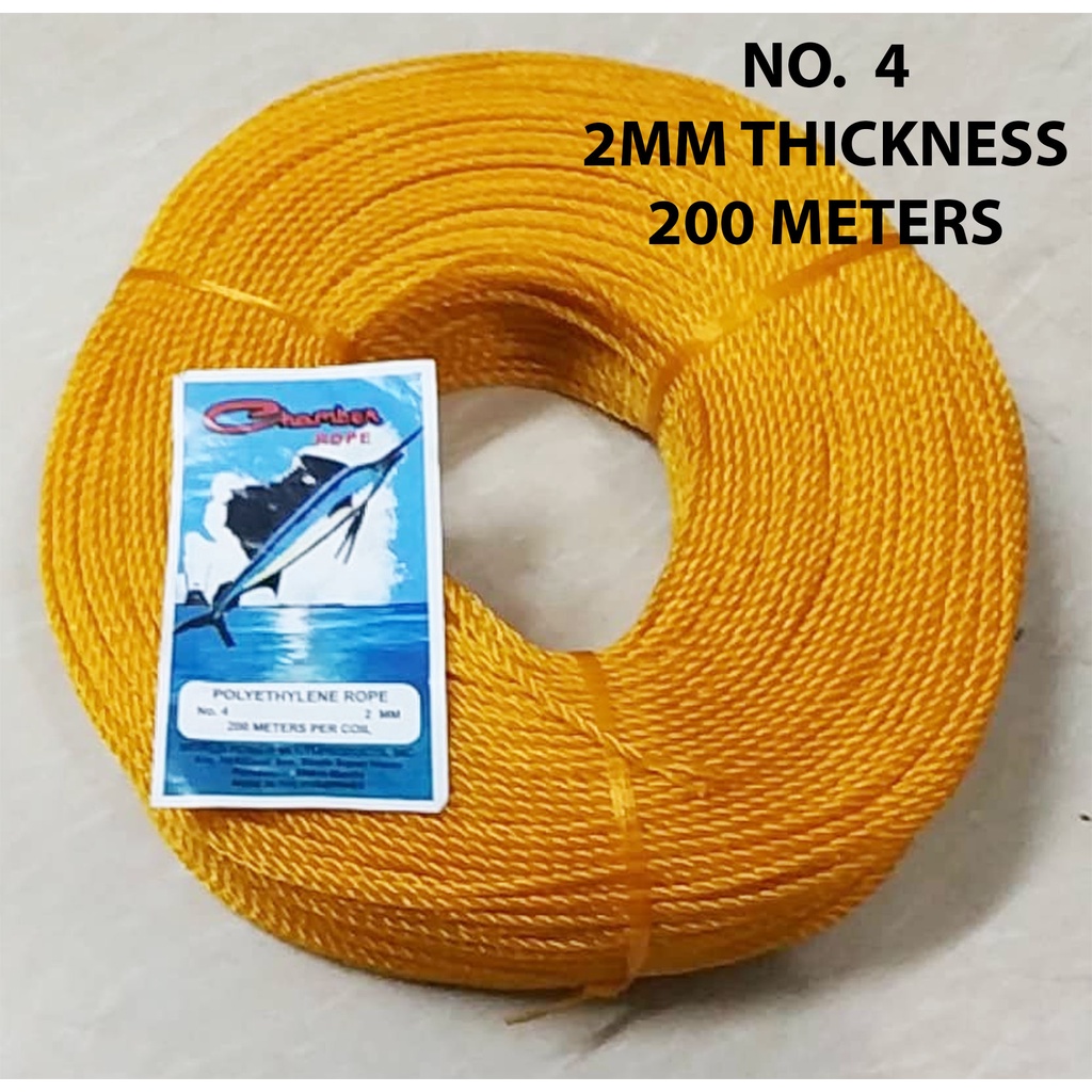 NYLON ROPE NO. 4 ( 2MM THK X 200 MTRS LONG ) TALI LUBID RAMDOM COLOR