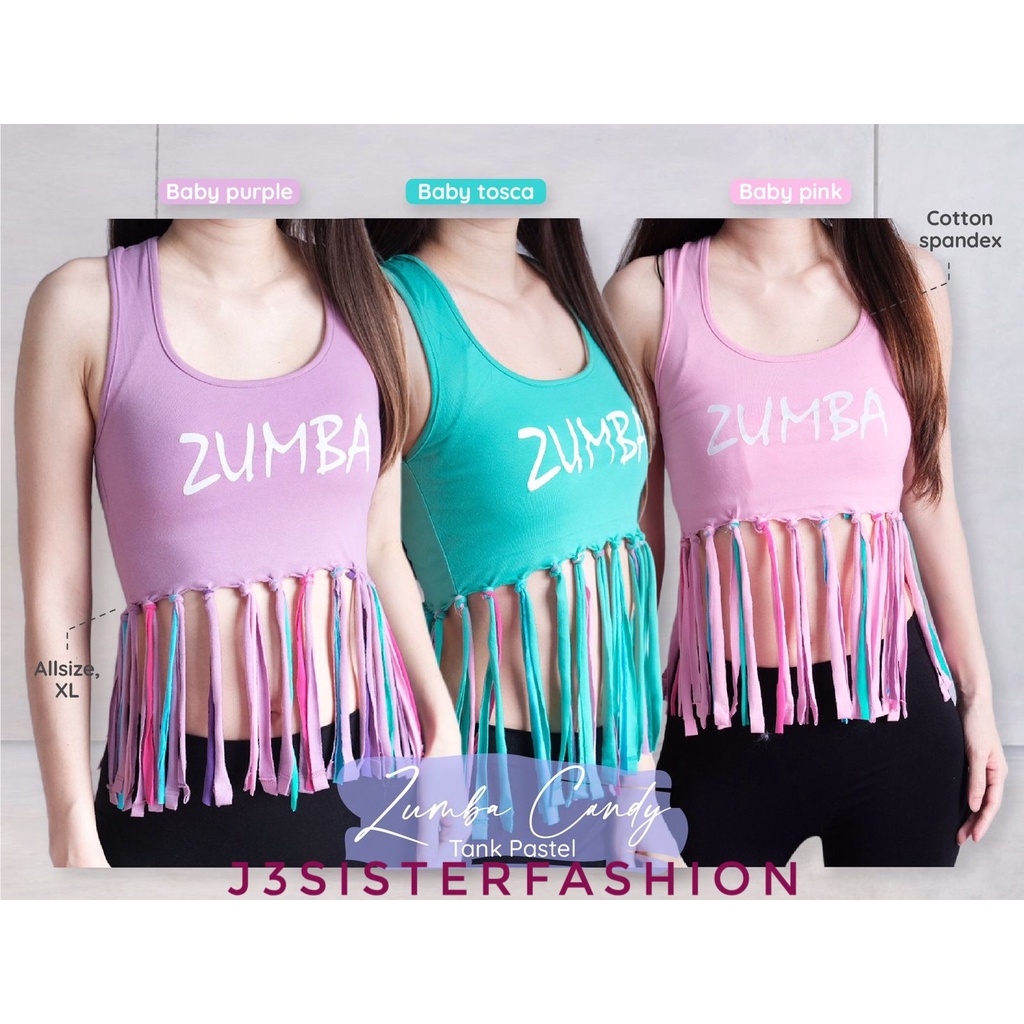 J3 ZUMBA Clothes Tassel CROP TANKTOP Tops Gymnastics DANCE FITNESS