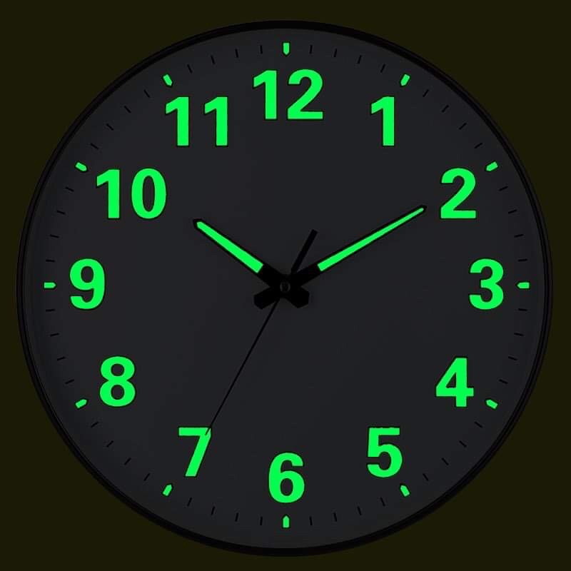 WJHOME 12 inch/29.8cm glow in the dark silent clock Luminous Wall Clock ...