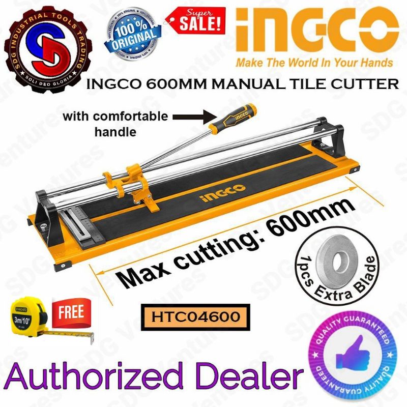 Ingco 600mm Manual Tile Cutter (htc04600) With Free 3m. Measuring Tape 