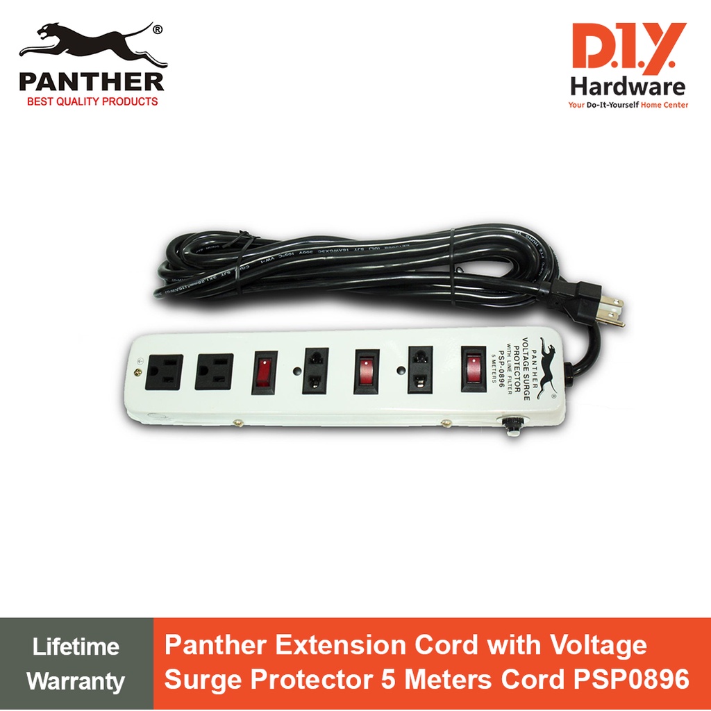 Panther Extension Cord with Voltage Surge Protector 5 Meters Cord