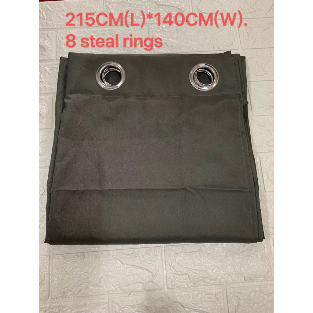 1pc 7feet Plain Fabric Curtain with 8 Steal Rings 215*140CM for Window ...