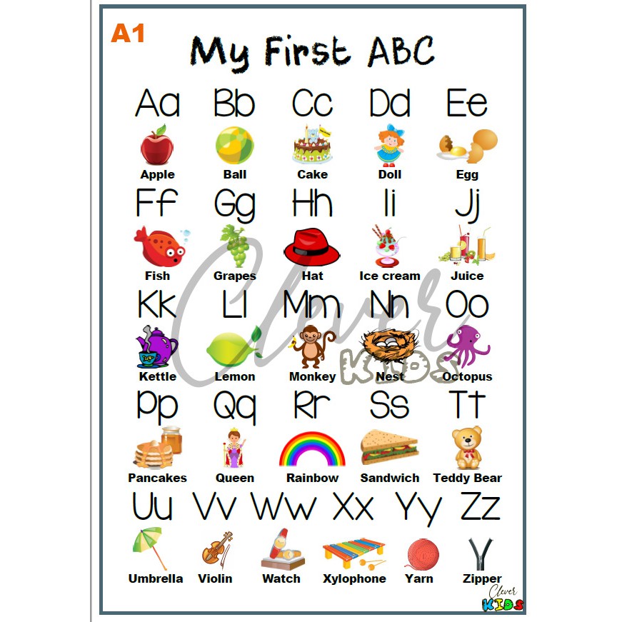 Alphabet ABC Educational Chart or Tracing Chart A4 Laminated by Clever