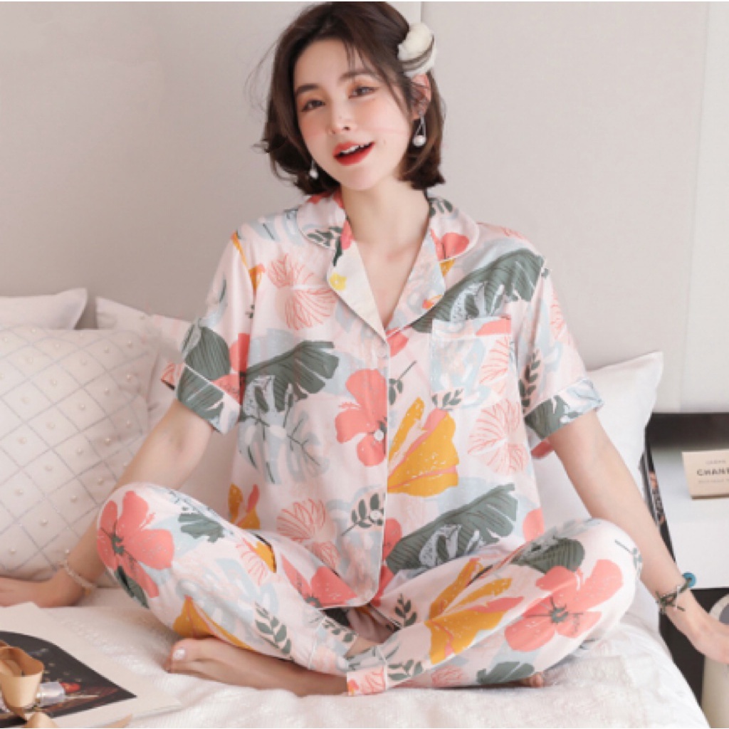 Korean Pajama Women Homewear Lapel Suit Sleepwear Lounge Wear Terno ...
