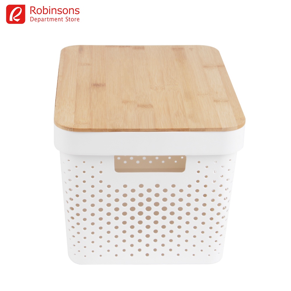 Nest Design Lab Storage Container w/ Bamboo Lid (White) 18 Liters
