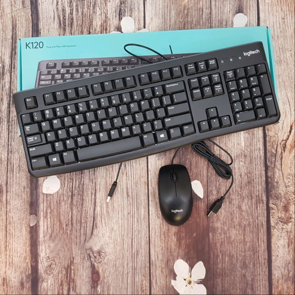 Logitech K120 + B100 Wired Keyboard And Mouse COMBO For Office