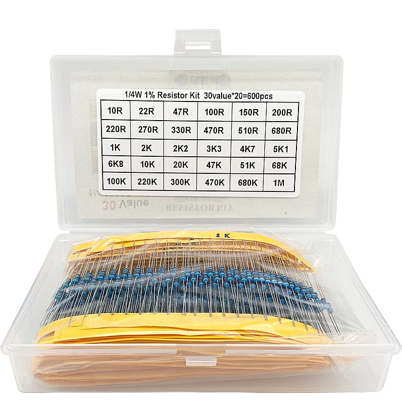 300pcs 600pcs 1/4W Resistance 1% 30 Kind Each 10pcs/20pcs Film Resistor ...