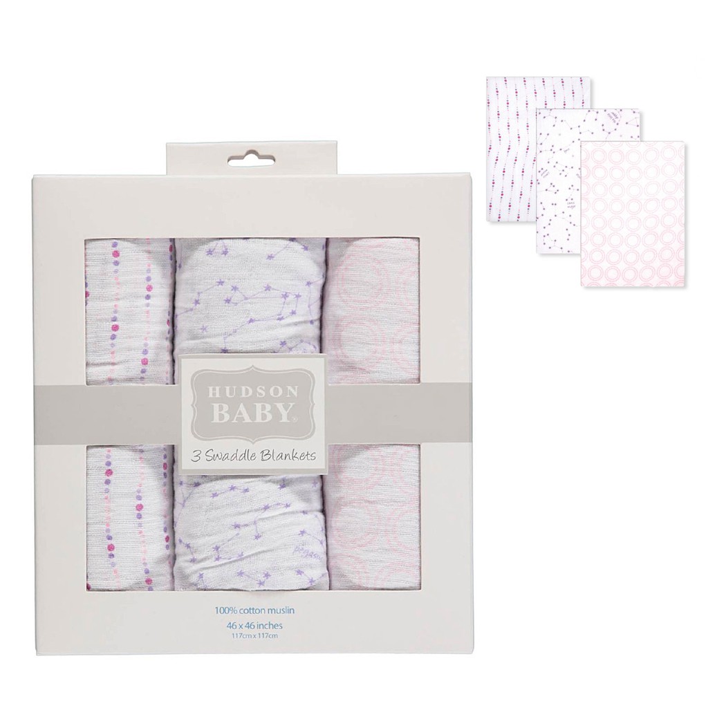 Hudson Baby 3 Pc Muslin Swaddle Blankets 50602 Pink Shopee Philippines