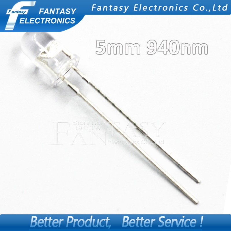 100pcs LED 5mm 940nm IR Infrared Emitting Round Tube Light diode ...