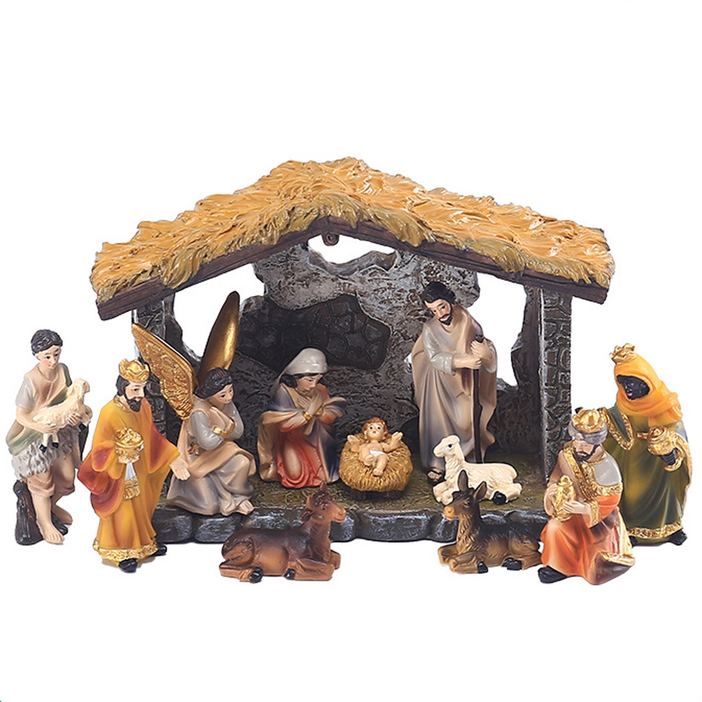 Christ Birth Of Jesus Ornament Statue Nativity Scene Set Christmas Crib ...