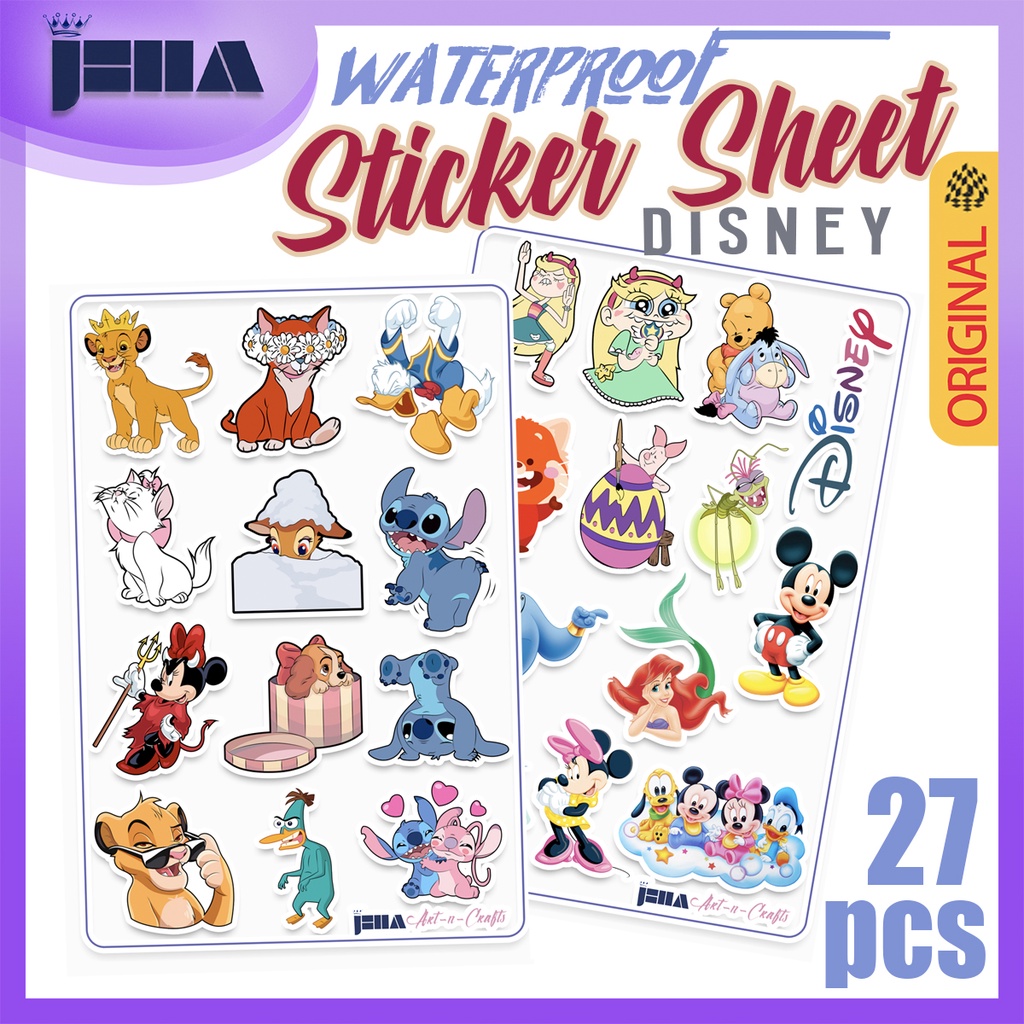 27pcs DISNEY waterproof Vinyl Stickers kiss cut sticker sheet ...