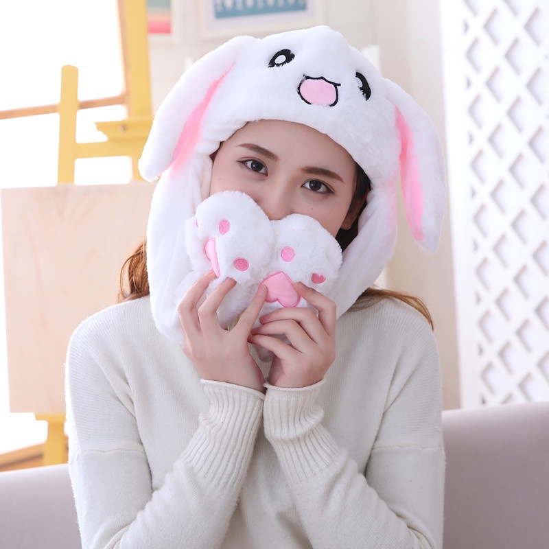 Fashion Moving Hat Rabbit Ears Plush Sweet Cute Airbag Cap can be ...