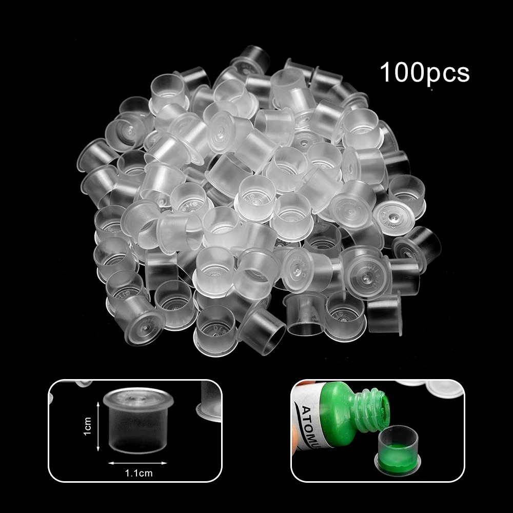 100PCS Tattoo Ink Cups Plastic Transparent Small Number Permanent ...