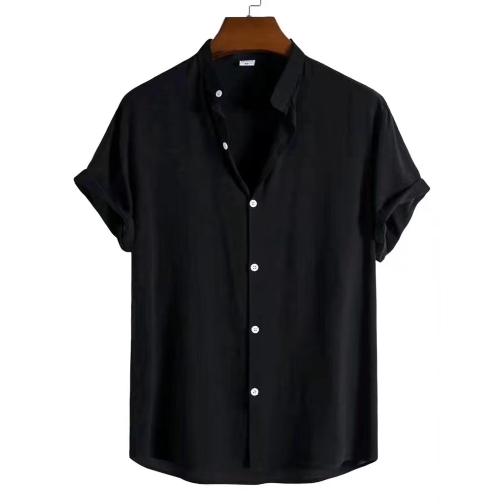 Chinese Collar Polo for Men Long/Short Sleeves Full Buttons Cotton ...