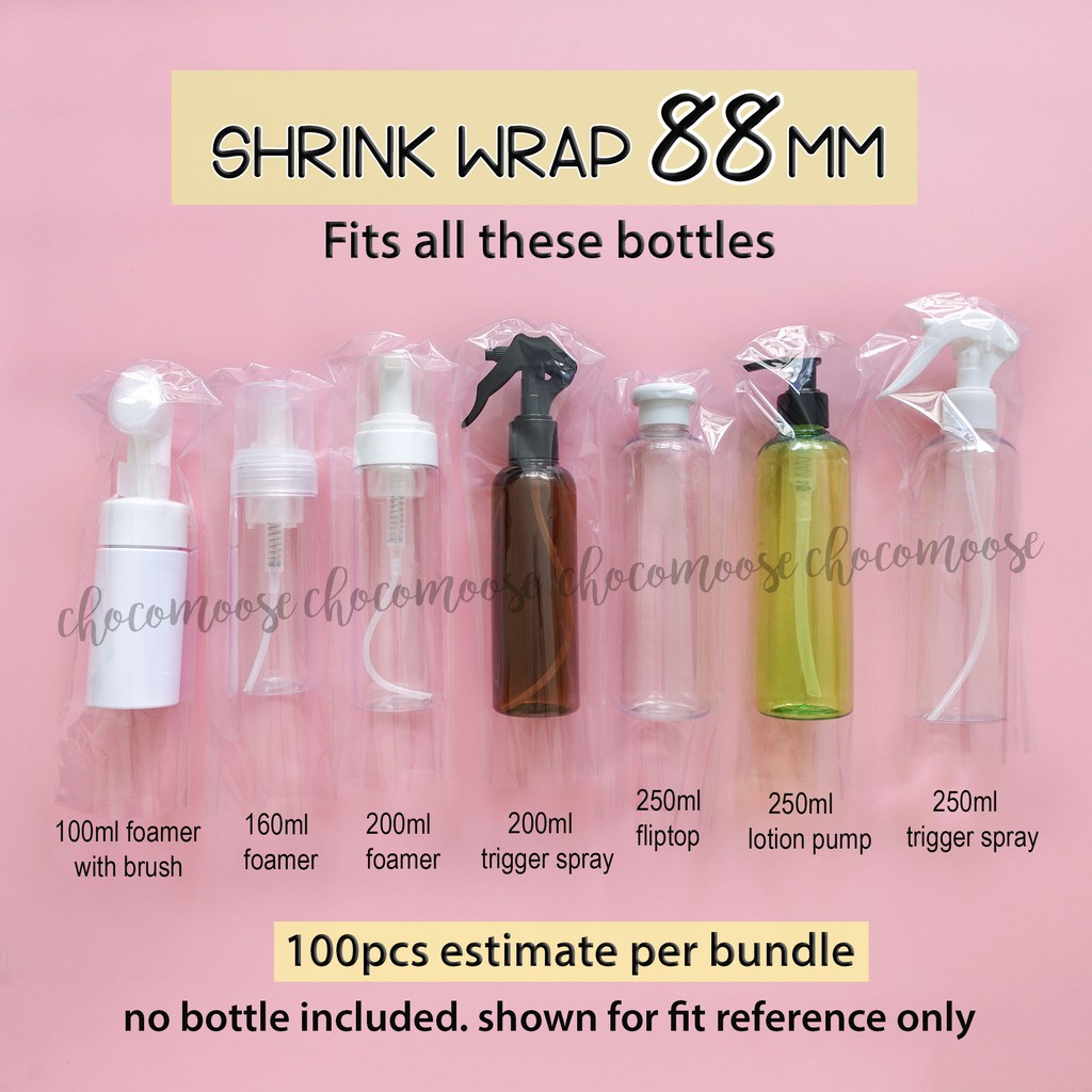 88mm Shrink Wrap for 200ml or 250ml PET bottles or 100ml foamer or