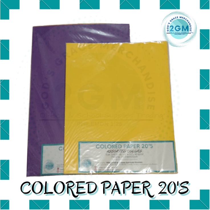 VALIANT COLORED PAPER, ASSORTED COLORS, 20 SHEETS/PACK, SIZES: SHORT ...
