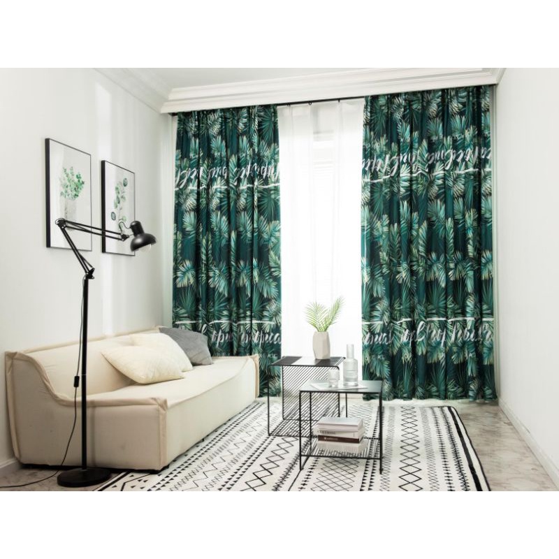 New dark greem Tropical Thick Curtain without Ring with Free hooks ...