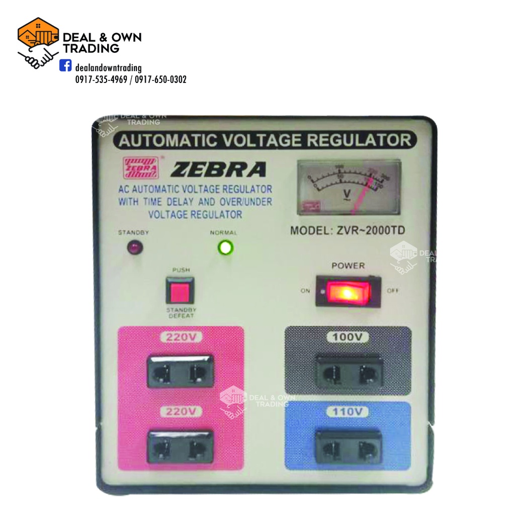 Zebra ZVR-2000TD 2000W AVR w/ Timedelay, AC input 170-270W/85-135V, AC ...