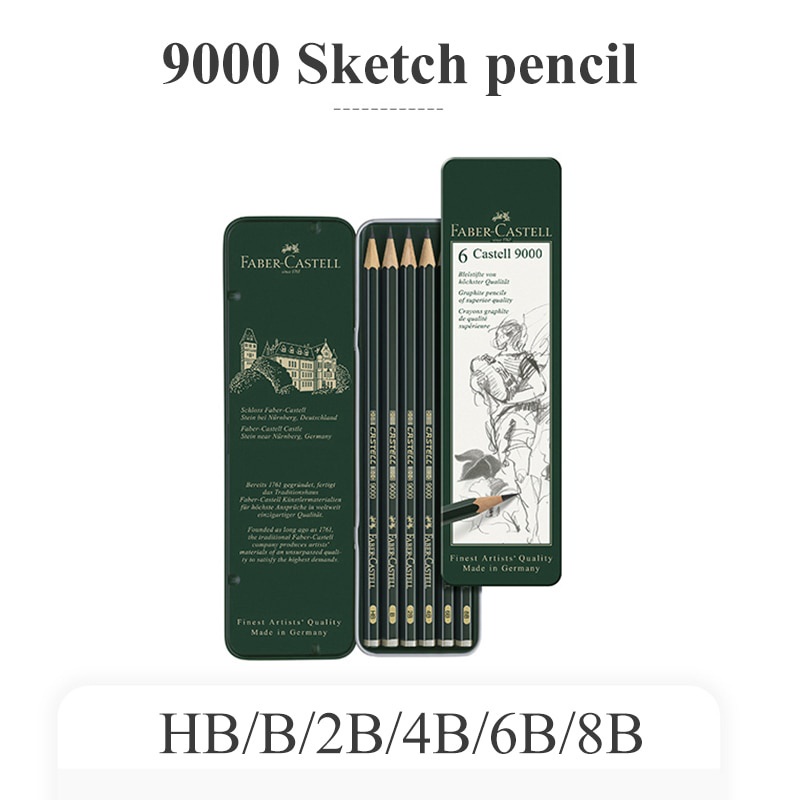 FABER CASTELL Professional Sketch Pencil 6pcs HB/B/2B/4B/6B/8B Wooden ...