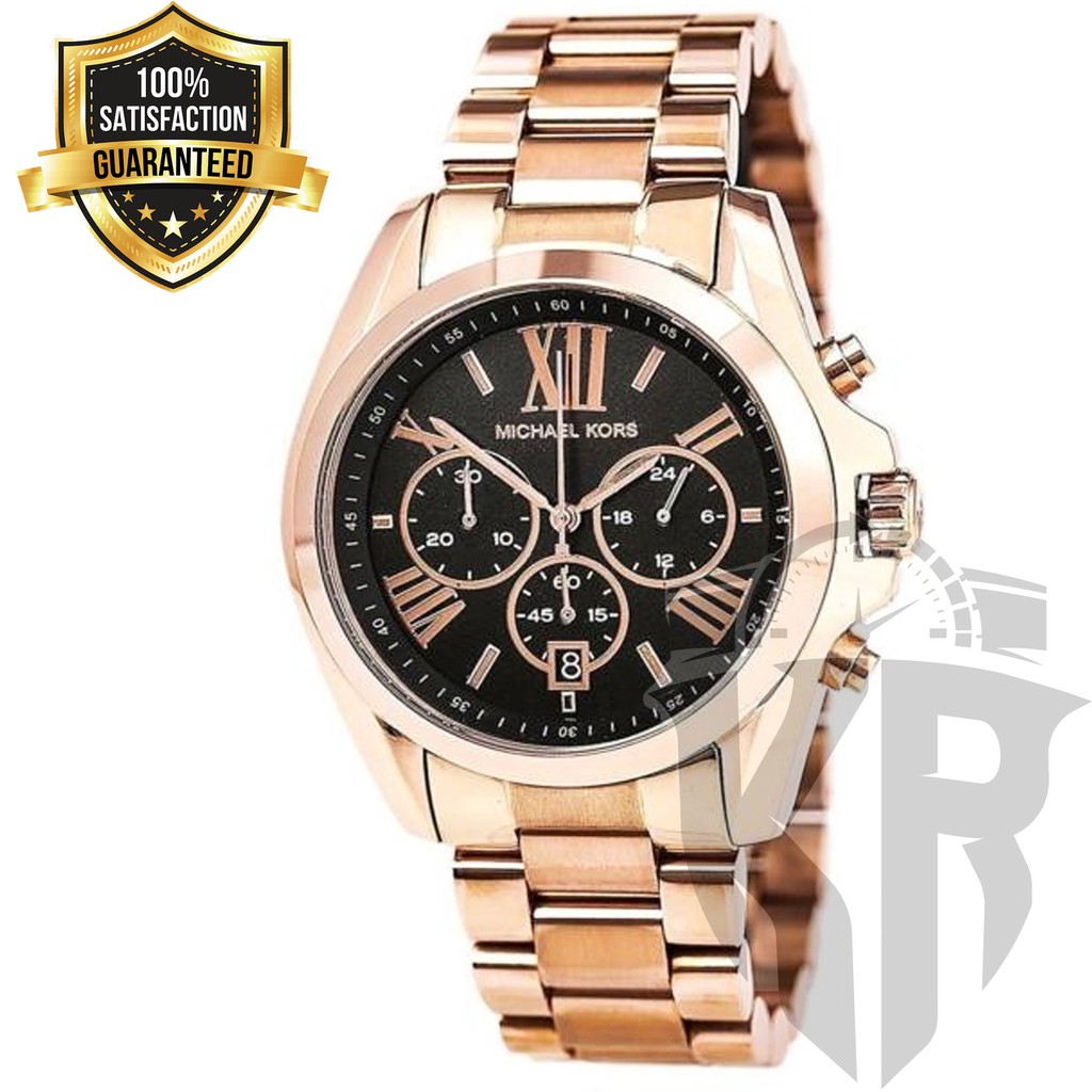 Black and rose gold shop michael kors watch women's