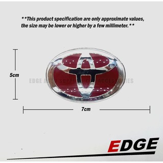 Emblem - Toyota Logo - Steering Wheel - Chrome/Red - 5x7cm // trd ...
