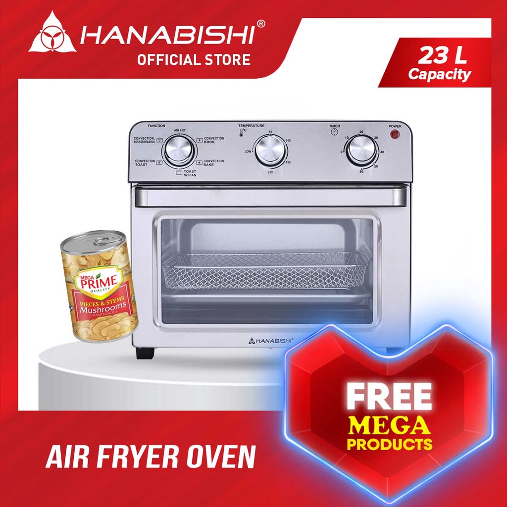 Hanabishi Air Fryer Oven HAFEO23SS w/ FREE Mega Mushroom 425g