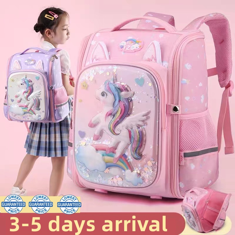 Unicorn Theme School Bag for Kids – Lightweight Pink Shoulder Bag for Girls